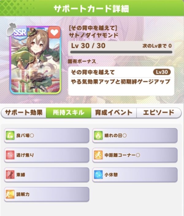 ウマ娘 ｓｓｒサトノダイヤモンドはマイル育成で役に立つ サポート