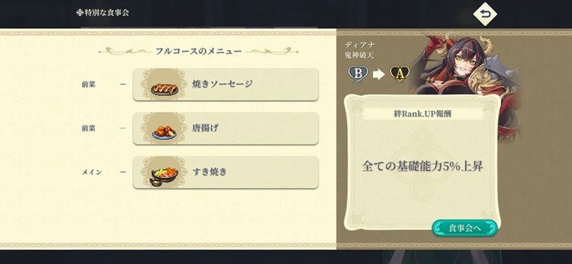 SSRディアナ（Aランク料理）