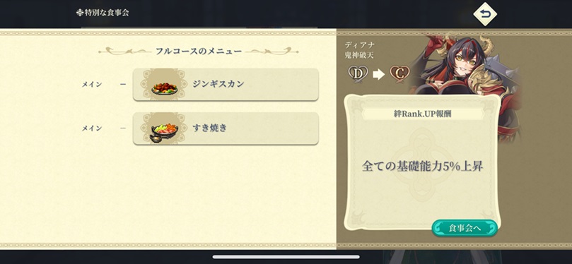 SSRディアナ（Cランク料理）