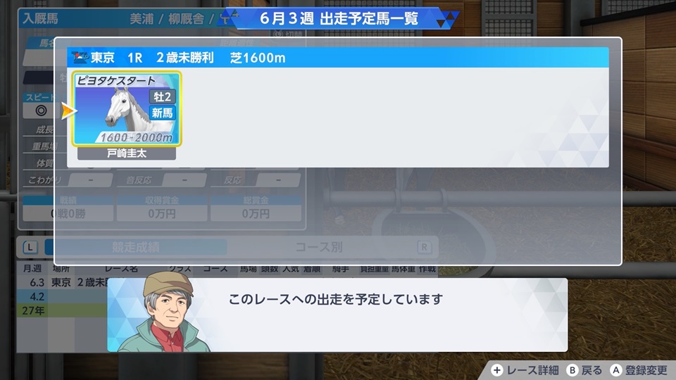 ピヨタケスタート（初戦出走）