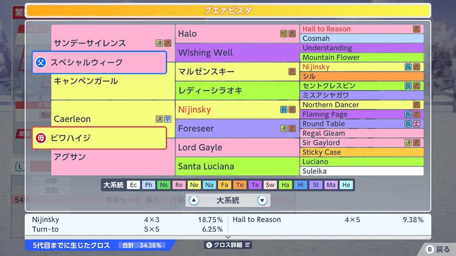 ブエナビスタ（血統・クロス34.38）