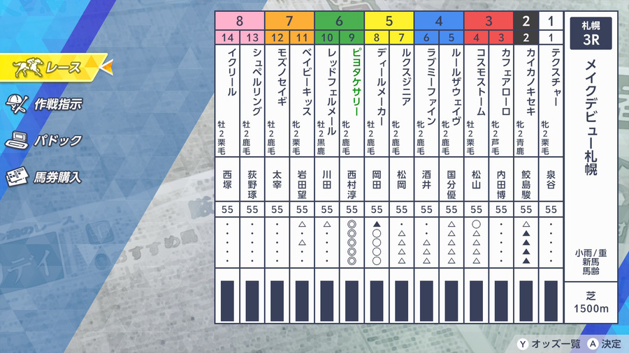 馬券100回ミッション（14頭立て出馬表）